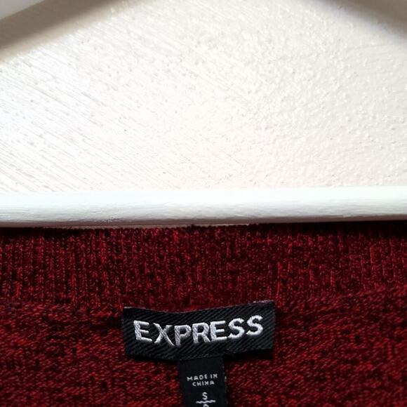 Express Soft Knit Sweater Size Small Short Sleeve Rust Red Heathered Womens - Picture 5 of 10